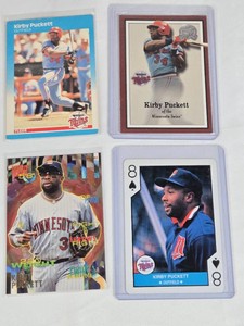 Lot of 4 Kirby Puckett Baseball Cards including Fleer and Playing Card Edition