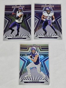 Lot of 3 Football Cards Featuring Justin Jefferson, Aaron Jones, and T.J. Hockenson - Minnesota Vikings 2024 Panini Rookies & Stars Series