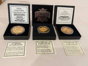 Three Brickyard 400 Commemorative Coins in Original Boxes