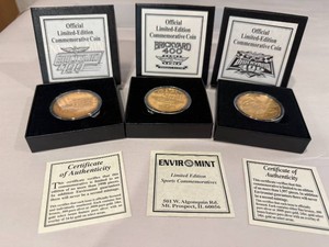 Three Brickyard 400 Commemorative Coins