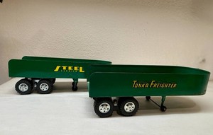 Vintage 1950s Tonka Freighter Trailer and Steel Carrier Trailer