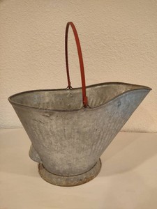 Vintage Galvanized Full Size Coal Scuttle Bucket