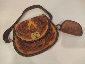 Tooled Leather Bag & Small Coin Pouch