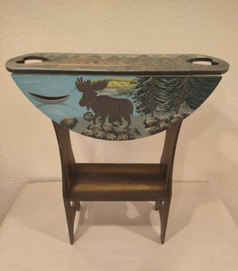 Drop Leaf Rustic Hand Painted Side Table