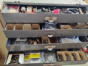 Metal Four Drawer Tool Storage Chest FILLED with Organized NutsBoltsEtc