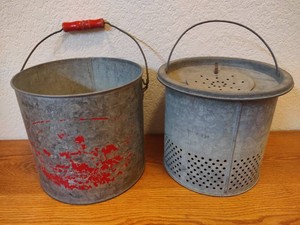 Vintage Galvanized Floating Minnow Bucket