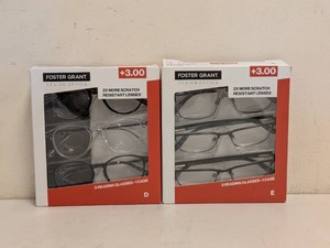 (2) NEW FOSTER GRANT 3.00 READING GLASSES 3PK.