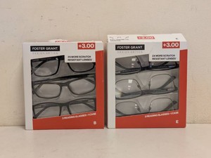 (2) NEW FOSTER GRANT 3.00 READING GLASSES 3PK.