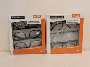 (2) NEW FOSTER GRANT 1.25 READING GLASSES 3PK.
