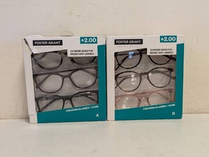 (2) NEW FOSTER GRANT 2.00 READING GLASSES 3PK.