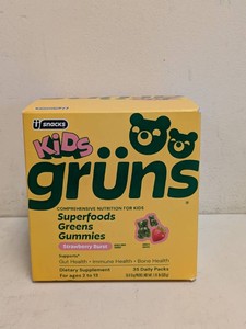 NEW U SNACKS KIDS GRUNS SUPERFOODS GREENS GUMMIES STRAWBERRY BURST 35PK