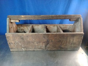 Vintage or antique primitive wooden carpenters tool tote or caddy and Parts