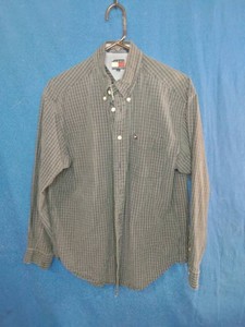 Olive green Tommy Hilfiger long-sleeve button-down shirt. Size XL
