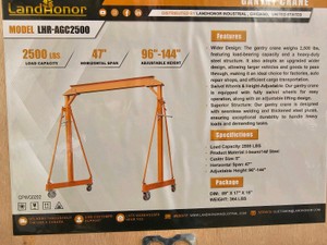 2026 - Unused - LandHonor - 2500-LB Gantry Crane - LHR-AGC2500