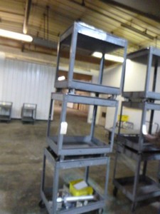Three 2-Tier Rolling Metal Carts