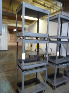 Three 2-Tier Rolling Metal Carts