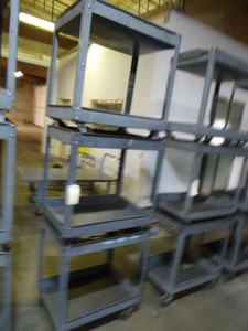 Three 2-Tier Rolling Metal Carts