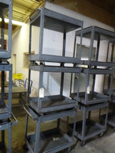 Three 2-Tier Rolling Metal Carts