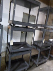 Three 2-Tier Rolling Metal Carts