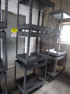 Three 2-Tier Rolling Metal Carts