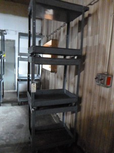 Three 2-Tier Rolling Metal Carts