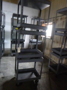 Three 2-Tier Rolling Metal Carts