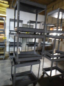 Three 2-Tier Rolling Metal Carts