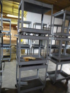 Three 2-Tier Rolling Metal Carts