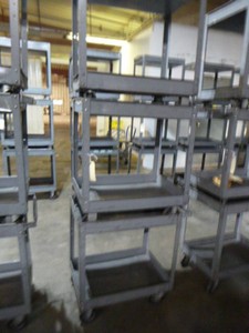 Three 2-Tier Rolling Metal Carts