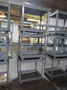 Three 2-Tier Rolling Metal Carts