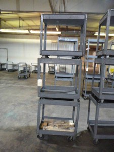 Three 2-Tier Rolling Metal Carts