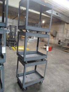 Three 2-Tier Rolling Metal Carts