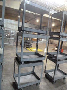 Three 2-Tier Rolling Metal Carts