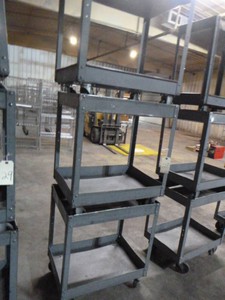 Three 2-Tier Rolling Metal Carts