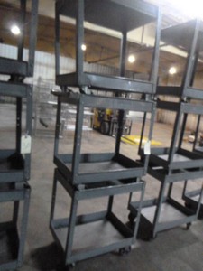 Three 2-Tier Rolling Metal Carts
