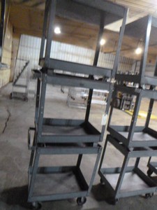 Three 2-Tier Rolling Metal Carts