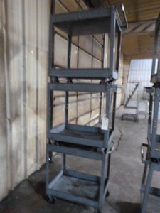 Three 2-Tier Rolling Metal Carts