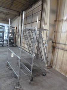 Two Wire Metal Shelving on Casters and Wire Shelf