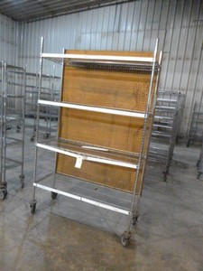Wire Metal Shelving on Casters with Peg Board