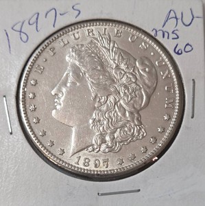 1897 S Silver Morgan Dollar - AU - MS60