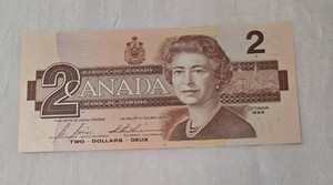 Bank of Canada 2 Dollar Bill - 1986-VERY CRISP