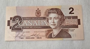 Bank of Canada 2 Dollar Bill - 1986-VERY CRISP