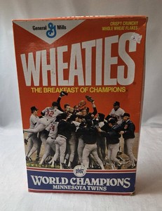1987 Minnesota Twins World Series Wheaties Cereal Box.  Box has never been opened.  Very collectible.