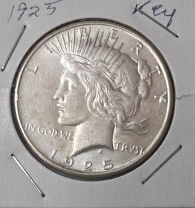 1925 Silver Peace Dollar - Key DATE - AU