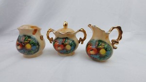 Miniature Tea Set - 3pc Teapot, Sugar Bowl & Creamer