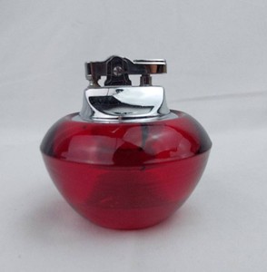 Vintage Mid-Century Modern Ruby Red Glass Table Cigarette Lighter