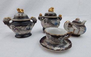 Vintage Japanese Moriage Dragonware Porcelain Tea & Serving Pieces