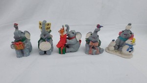 Christmas Elephant Figurines - 5pc Holiday Decor