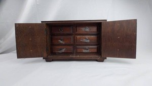 Wooden Jewelry Cabinet - 6-Drawer Jewelry Box with Red-Lined Compartments