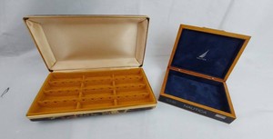 Jewelry Storage Boxes - Patterned Compartment Case & Nautica Wooden Box (Lot of 2)